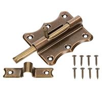 KOTARBAU® Pestillo para puerta, 80 mm, Pestillo de acero con pasador deslizante, Cerrojo de seguridad, Pestillo deslizante, Cerrojo ornamental, Latón bronce, Tornillos incluidos