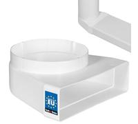 KOTARBAU® Pieza de desviación 90° para canal de ventilación 204 x 60 mm, pieza de transición de plástico Ø 150 mm, blanco, conector de canal, codo de canal, tubo de ventilación, ángulo, pieza de