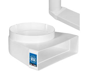 KOTARBAU® Pieza de desviación 90° para canal de ventilación 204 x 60 mm, pieza de transición de plástico Ø 150 mm, blanco, conector de canal, codo de canal, tubo de ventilación, ángulo, pieza de