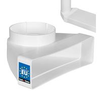 KOTARBAU® Pieza de desviación de 90° para conducto de ventilación, 204 x 60 mm, pieza de transición de plástico, diámetro de 100 mm, color blanco, conector de canal, arco de canal, aire de salida y