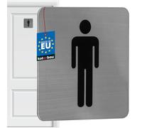 KOTARBAU® Placa cuadrada de 7 x 7 cm de acero inoxidable para hombre, con pictograma para invitados, para puerta de inodoro, autoadhesiva, para puerta de inodoro, para puerta de inodoro, autoadhesiva,