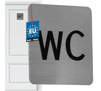 KOTARBAU® Placa cuadrada de acero inoxidable de 7 x 7 cm, para puerta de inodoro, autoadhesiva, para puerta de inodoro, para puerta de inodoro, autoadhesiva, para puerta de inodoro