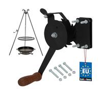 KOTARBAU® Polea de cuerda con manivela para parrilla Negro Perfecto para reuniones de parrilla con salchichas bratwurst