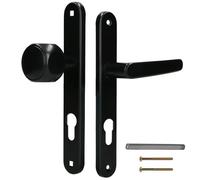 KOTARBAU® Pomo de 72 mm, color negro, pomo de puerta PZ, placa larga, juego de picaporte, conjunto de picaporte para puerta de habitación, herrajes para puertas, herrajes interiores, tirador de