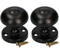 KOTARBAU® Pomo de puerta Ø 55 mm, Pomo de bola en roseta redonda, Tirador redondo de puerta, Recubierto de polvo, Negro, Pomo fijo (Paquete de 2)