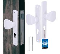 KOTARBAU® Pomo para puerta de 72 mm, placa de aluminio, tirador de puerta, tirador de puerta con roseta, tiradores para puerta de habitación, puerta interior, cerradura interior, color blanco
