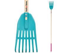 KOTARBAU® Rastrillo Hojas Jardín - Plástico - 13,5 cm - Turquesa - 7 Dientes - com Mango de Madera - Rastrillo para Césped - Ligero y Resistente