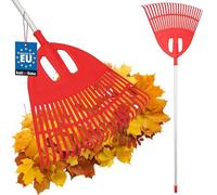KOTARBAU® Rastrillo Hojas Jardin - Plástico - 50 cm - con Mango de Aluminio - 130 cm - Rastrillo Jardin - Herramienta Jardinería - Rastrillos para Cesped - Fácil De Guardar - Rojo y Plateado