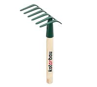 KOTARBAU® Rastrillo Jardin - Acero - 11,5 cm - Verde - Rastrillo Hojas Jardin - Herramienta de Jardinería - con Mango de Madera - 30 cm - con 6 Dientes - Compacto