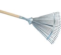KOTARBAU® Rastrillo Jardín - Acero - 45 cm - Regulable - Rastrillo Hojas Jardín - con Mango 183 cm - Herramienta Robusta para Jardinería - Plateado y Madera Natural