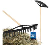 KOTARBAU® Rastrillo Jardin - Plástico - 61 cm - con Mango de Madera - Rastrillo Hojas Jardin - Rastrillos para Jardinería - Ligero - Fácil de Guardar - Naranja y Madera Natural