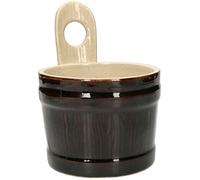 KOTARBAU® Recipiente de cerámica 1 L, Mantequillera de gres, Recipiente para alimentos vintage, Taza rústica con asa, Cuenco con asa, Recipiente de cerámica tipo barril, Marrón