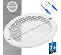 KOTARBAU® Rejilla de ventilación de 160 mm con protección contra insectos, redonda, de plástico blanco, para conducto de ventilación, salida de aire y entrada de aire, rejilla de láminas