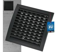 KOTARBAU® Rejilla de ventilación de 190 x 190 mm, con cerradura, de plástico con protección contra insectos, rejilla rectangular negra, rejilla de ventilación