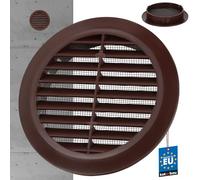 KOTARBAU® Rejilla de ventilación Redonda 100 mm, Rejilla con Lamas inclinadas y Malla Anti-Insectos, Rejilla marrón, Rejilla para conductos o Sistemas de ventilación, sin Tornillos