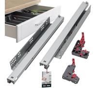 KOTARBAU® Rieles para cajones 3D, montaje en suelo, extensión completa, cierre suave, 450 mm, acero, guías telescópicas, montaje inferior (1 par/2 unidades)