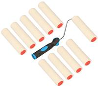 KOTARBAU® Rodillo de pintura de velour, 30x150 mm con 10 recambios, Rodillo de pintar con mango de goma, Rodillos para paredes y techos, Rodillo pintura, Rodillo terciopelo para trabajos de pintura,10