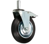 KOTARBAU® Rueda Industrial 200 mm, Rueda de Transporte con Freno, Ruena giratoria para atornillar, Rueda de Acero, Ruedas para Muebles, Rueda de Goma, Rueda para andamio, Carga Pesada