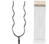 KOTARBAU® Set 10 Unidades Pinchos Barbacoa - Acero - 100 cm - co Mango de Madera - Brochetas Barbacoa - con Gancho - Pinchos para Espetos - Camping - Resistentes - Fácil de Limpiar