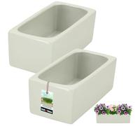 KOTARBAU® Set de 2 macetas rectangulares interiores de cerámica vidriada blanca 24 x 12,5 x 9 cm, maceta Bonsai, maceta alargada interior, macetas para hierbas, bandeja para ventana, taza Bonsai, taza