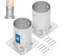 KOTARBAU® Set de 2 Unidades Soporte para Poste - Pie De Pilar - Acero Galvanizado - Ø 100 mm - Plata - Atornillable - Anclaje para Poste - Soportes para Pérgola