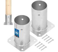 KOTARBAU® Set de 2 Unidades Soporte para Poste - Pie De Pilar - Acero Galvanizado - Ø 80 mm - Plata - Atornillable - Anclaje para Poste - Soportes para Pérgola