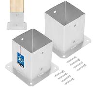 KOTARBAU® Set de 2 Unidades Soporte para Poste - Pie De Pilar - Acero Galvanizado - 120 x 120 mm - Plata - Atornillable - Anclaje para Poste - Soportes para Pérgola