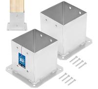 KOTARBAU® Set de 2 Unidades Soporte para Poste - Pie De Pilar - Acero Galvanizado - 140 x 140 mm - Plata - Atornillable - Anclaje para Poste - Soportes para Pérgola