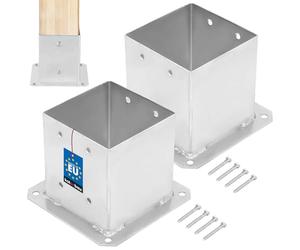 KOTARBAU® Set de 2 Unidades Soporte para Poste - Pie De Pilar - Acero Galvanizado - 140 x 140 mm - Plata - Atornillable - Anclaje para Poste - Soportes para Pérgola
