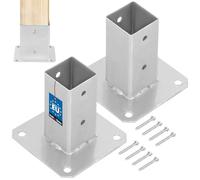 KOTARBAU® Set de 2 Unidades Soporte para Poste - Pie De Pilar - Acero Galvanizado - 50 x 50 mm - Plata - Atornillable - Anclaje para Poste - Soportes para Pérgola