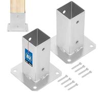 KOTARBAU® Set de 2 Unidades Soporte para Poste - Pie De Pilar - Acero Galvanizado - 60 x 60 mm - Plata - Atornillable - Anclaje para Poste - Soportes para Pérgola