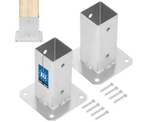 KOTARBAU® Set de 2 Unidades Soporte para Poste - Pie De Pilar - Acero Galvanizado - 60 x 60 mm - Plata - Atornillable - Anclaje para Poste - Soportes para Pérgola