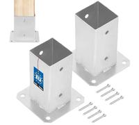 KOTARBAU® Set de 2 Unidades Soporte para Poste - Pie De Pilar - Acero Galvanizado - 70 x 70 mm - Plata - Atornillable - Anclaje para Poste - Soportes para Pérgola