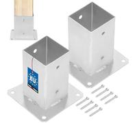 KOTARBAU® Set de 2 Unidades Soporte para Poste - Pie De Pilar - Acero Galvanizado - 80 x 80 mm - Plata - Atornillable - Anclaje para Poste - Soportes para Pérgola