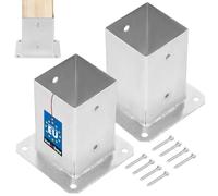 KOTARBAU® Set de 2 Unidades Soporte para Poste - Pie De Pilar - Acero Galvanizado - 90 x 90 mm - Plata - Atornillable - Anclaje para Poste - Soportes para Pérgola