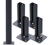 KOTARBAU® Set de 4 Unidades Soporte para Poste - Pie de Pilar - Atornillable - Acero Revestido - 60x40 mm - Grafito - Anclaje para Poste - Resistente a la Intemperie