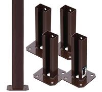 KOTARBAU® Set de 4 Unidades Soporte para Poste - Pie de Pilar - Atornillable - Acero Revestido - 60x40 mm - Marrón - Anclaje para Poste - Resistente a la Intemperie