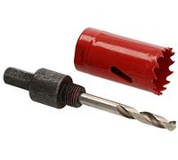 KOTARBAU® Sierra de corona bimetálica HSS 27 mm con adaptador con broca de centrado, Corona perforadora bimetal, Sierras perforadoras para madera metal aluminio PVC plástico, Sierra para agujeros