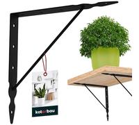 KOTARBAU® Soporte de estante de metal negro de acero 250 x 250 mm, soporte de estante de metal, soporte de estante negro, soporte para estantería, soporte de pared, ángulo para estantería, soporte de