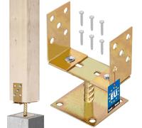 KOTARBAU® Soporte de Poste en U 0-160 mm Soporte para Postes Ajustable Soporte Regulable para Atornillar Soporte en U Base Poste Madera Anclaje Suelo Atornillable Acero Galvanizado
