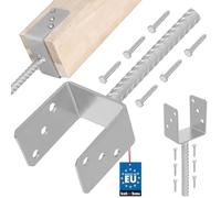 KOTARBAU® Soporte de poste en U 101 mm Anclaje Suelo para Superficies Hormigonadas Pletina con Varilla para Homigonar Soporte en U Acero Galvanizado en Caliente Base Poste Madera