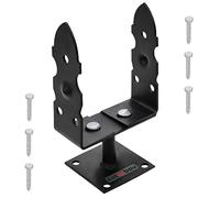 KOTARBAU® Soporte de Poste en U 120-200 mm Soporte para Postes Ajustable Soporte Regulable para Atornillar Soporte en U Acero Base Poste Madera Anclaje Suelo Atornillable Negro