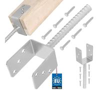 KOTARBAU® Soporte de poste en U, 81 mm, Anclaje para superficies hormigonadas, Pletina con varilla para homigonar, Soporte de suelo para postes de madera, Hormigón, Acero Galvanizado en caliente