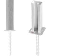 KOTARBAU® Soporte de postes para hormigón para postes de vallas, 60 x 40 mm, manguito de suelo con acero galvanizado, con anclaje de hormigón, anclaje para postes, anclaje de doble varilla, plata