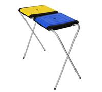 KOTARBAU® Soporte doble para bolsas de basura, 33 x 77 x 85 cm, color azul y amarillo, soporte de metal y plástico, soporte para bolsas de basura, soporte para bolsas de basura, soporte para bolsas de