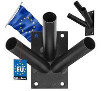 KOTARBAU® Soporte para Banderas de 3 Capas atornillado 70x110 mm Soporte para mástil de Bandera Bandera con Recubrimiento en Polvo Negro Soporte para Banderas Soporte para Pared Soporte para Bandera