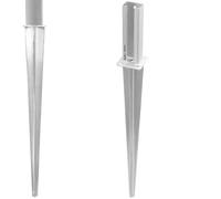 KOTARBAU® Soporte para Clavar en Tierra - Acero Galvanizado - 60x40 cm - Plata - Piqueta para Poste - para Valla Metálica - Soporte Poste con Punta - Resistente A La Corrosión