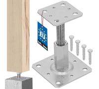 KOTARBAU® Soporte para Poste - Acero Galvanizado - 80 x 80 mm - Plateado - Pie de Pilar Regulable en Altura - 90-150 mm - Anclaje para Poste - Sujeción Galvanizada - Anclajes Madera
