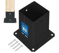 KOTARBAU® Soporte para Poste - Pie de Pilar - Acero con Recubrimiento en Polvo - 90 x 90 mm - Negro - Anclaje para Poste - Soportes para Pérgola - Resistente a la Corrosión