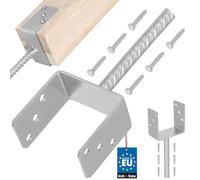 KOTARBAU® Soporte de poste en U 121 mm Anclaje Suelo para Superficies Hormigonadas Pletina con Varilla para Homigonar Soporte en U Acero Galvanizado en Caliente Base Poste Madera